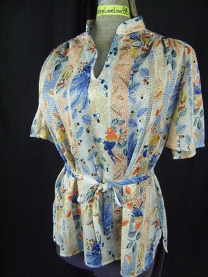 RHAPSODY De Colección Años 70 Multicolor Loros Hippy Estampado Tejido Top-Busto 45/M-L Foto 1 de 4