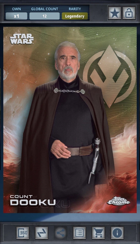 Count Dooku Green Wave 99cc Legendary - Star Wars Card Trader Topps Chrome 2025 - Image 1 of 1
