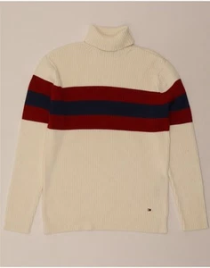 TOMMY HILFIGER Womens Roll Neck Jumper Sweater UK 14 Medium Off White CJ05 - Picture 1 of 3