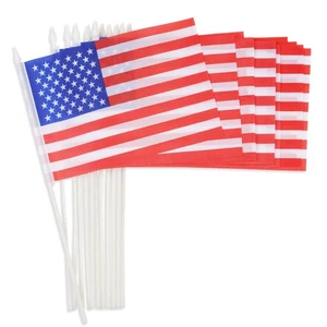 5"x8" Amerikanische Stick Flagge Handheld Mini US Unabhängigkeitstag Dekoration 12er Pack - Bild 1 von 9