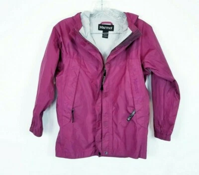 Chaqueta ligera de manga larga con capucha y cremallera granate L/G para niños Marmot Foto 1 de 4