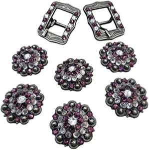 MOUSM Decorated with purple,white stone Conchos - Picture 1 of 1