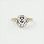 IGI Certified 2.66 TCW Round Lab Grown CVD Diamond 14K Gold Halo Wedding Ring