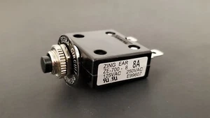 8 AMP Thermal Push Button Circuit Breaker 12-50VDC 125-250VAC QC Term NEW - Picture 1 of 4
