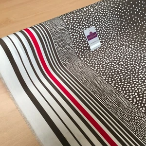 £2.99 Brown Double border stripped crepe de chine Dress Fabric 147 cm M145-77 - Picture 1 of 11