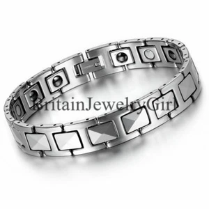Men Tungsten Carbide Biker Powerful Health Magnetic Wristband Bracelet Link 8.7" - Picture 1 of 5