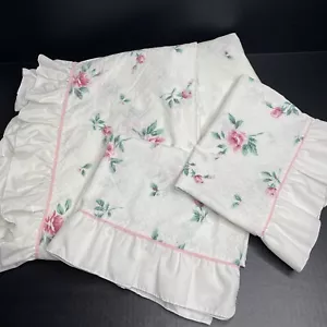 Vintage Blumen Doppel Laken Set Rüschen weiß rosa Oma Chic Oma Cottagecore - Bild 1 von 10