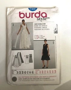 BURDA 7404 Long Dress Sewing Pattern Size 8 - 20 Uncut Prom Evening Bridesmaid - Picture 1 of 10