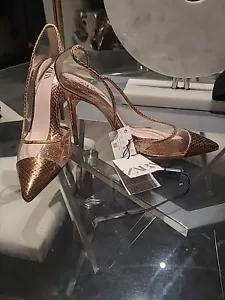 Zara Womens Clear And Gold Stilletos 9 US 40EU NWT - Picture 1 of 10