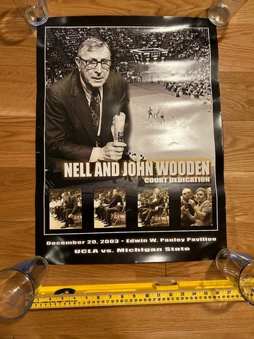 Nell & John Wooden Court Dedication Poster 2003 UCLA vs Michigan St. Basketball Cover