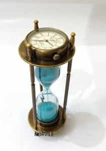 Sand Timer Hourglass Brass Nautical Maritime Hour Glass Vintage Sand Clock Gift - Picture 1 of 3
