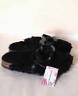 Claudia Ghizzani Black Furry Sliders Closed Toe Shoes Flats Clogs 39 UK 6 NWT