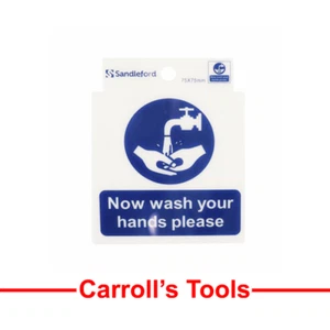Sandleford 75 x 75mm Now Wash Your Hands Please Self Adhesive Sign - Picture 1 of 1