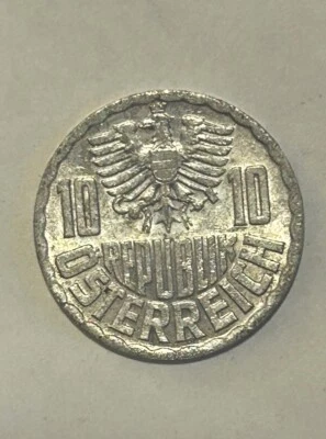 1969 Austria 10 Groschen World Coin. FREE SHIPPING W/Tracking.    #B146 - Image 1 of 2