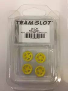 Team Slot E0109 Lancia Stratos Rear Wheel Inserts Yellow Painted x 4 - Picture 1 of 1