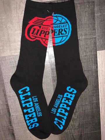 LOS ANGELES CLIPPERS NBA LOGO MENS BLACK NEON CREW LENGTH SOCKS LARGE Cover