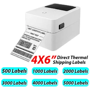 5000 4x6 Fanfold Direct Thermal Shipping Labels for Zebra Rollo MUNBYN Printers - Picture 1 of 18