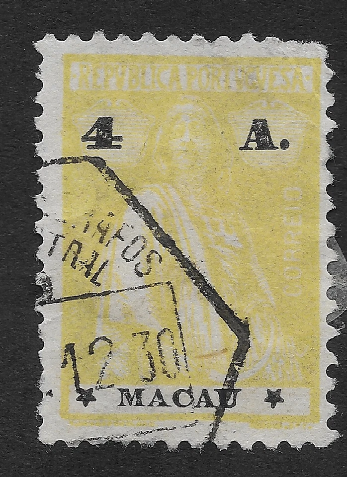 MACAU; 1923-1924 Ceres 4A Amarillo/Negro Usado (BX) Foto 1 de 1