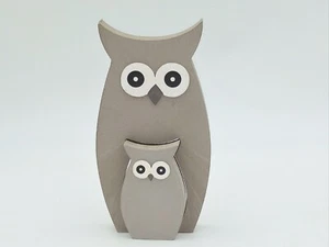 Eule Uhu Dekofigur in groß + klein grau - Holz Figur Uhu - Bild 1 von 6