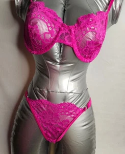BH Set, Pink Magenta Slip und BH Damen Dessous Reizwäsche Unterwäsche Neu - Bild 1 von 3