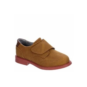 CARTER'S Boys Dano 12 Oxford Dress Shoes Tan Hook & Loop Khaki Wingtip $34 EUC - Picture 1 of 5