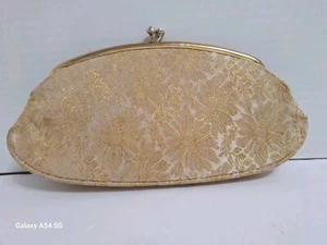 Vintage Avon Gold Brocade Beige Clutch Designed by Kadin 1960s - Picture 1 of 8