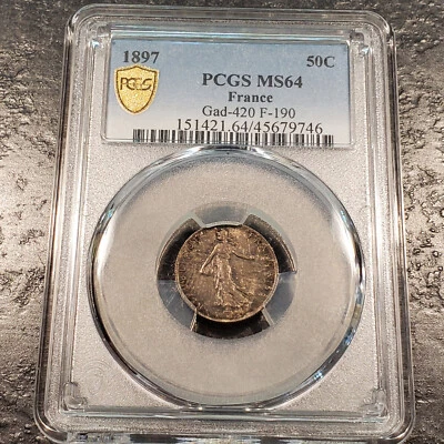 1897 FRANCE GAD-420  F-190 50 CENTIMES PCGS MS64   JBC# 746 - Image 1 of 4