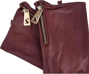 *NEW WITH TAGS*JOULES MALLORY PREMIUM LEATHER ZIP DETAIL GLOVES OXBLOOD RED S/M - Picture 1 of 2
