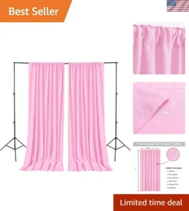 Durable Pink Party Backdrop Drapes – Machine Washable, 5x7 Feet, 2-Panel Set - Picture 1 of 10