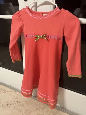 Vestido Le Top Niñas Rosa 6X 5 6 Cinta de Vacaciones Verde Ric Rac Grosgrain Lazo Foto 1 de 4