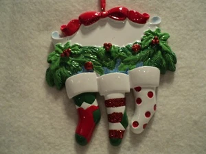 KSA "STOCKING FAMILY OF THREE ORNAMENT FOR PERSONALIZATION" ~ NEW  - Picture 1 of 1