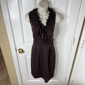 Neu mit Etikett Julian Taylor NY braun geraffter Ausschnitt Karriere Kleid Damen 14 Stretch - Bild 1 von 10