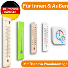 Thermometer Analog INNEN & AUSSEN Holz Metall Garten Raum Thermo Hygrometer