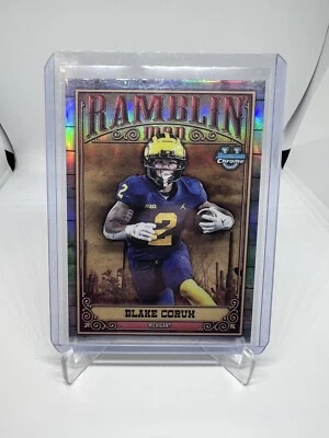 2023 BOWMAN U CHROME BLAKE CORUM RB MICHIGAN (RAMS RC) #RM-8 RAMBLIN CORUM - Image 1 of 2