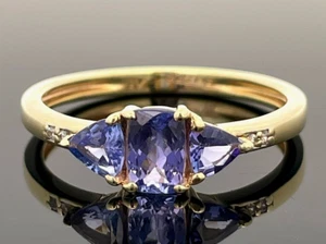 ANELLO TG. 20 (CA.62) ARGENTO 925/- PLACCATO ORO CON TANZANITE E ZIRCONE CACCIA GIOIELLI - Foto 1 di 3