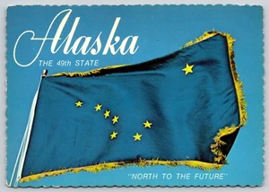 Postcard Alaska's Flag Alaska the 49th State North to the Future - Deckled Edge - Picture 1 of 2