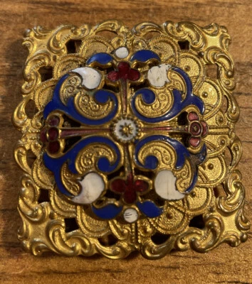 Beautiful Gold Tone & Enamel  Two-Piece Victorian Belt Buckle - Image 1 of 4
