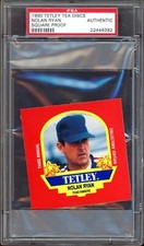 1990 Tetley Tea Discs Baseball Nolan Ryan Square Proof PSA AUTHENTIC