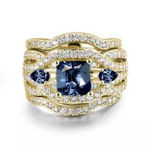 R094 Damen Schmuck 18K Gelbgold GP Verlobung Hochzeit Braut Ring Set - Bild 1 von 10