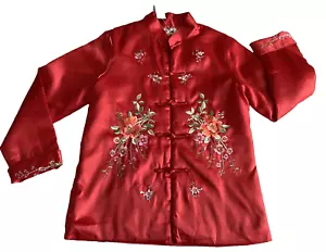 Easter Collection Oriental Traditional Embroidered Red Women Top Blouse Size L - Picture 1 of 17