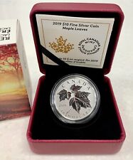 2019 Canada $10 Fine Silver Coin Red Maple Leaves