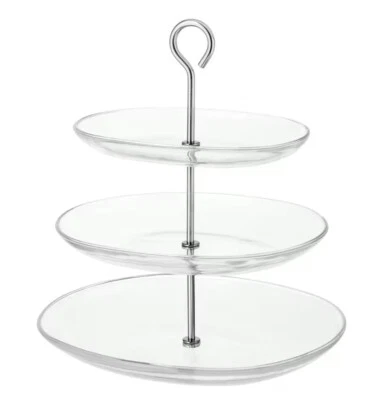 Alzata a 3 piani, vetro trasparente/inox moderna Classico, Portafrutta. - Immagine 1 di 4