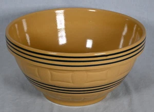 Vintage Pottery Barn große Rührschüssel hellbraun mit blauen Streifen Bauernhaus - Bild 1 von 6