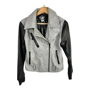 Nike NSW Damengröße Small grau Wolle Destroyer Jacke Moto Bomber Leder - Bild 1 von 12