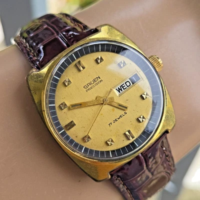 Vintage GRUEN men's manual wind watch 512 SS CD day/date swiss made 1960s - Image 1 of 4