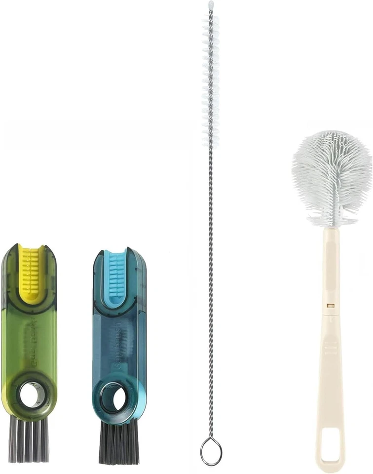 Paquete de 4 cepillos para botellas de agua, limpieza de botellas de agua de silicona con mango largo de 9,5'... Foto 1 de 4