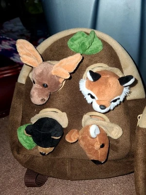 Unipak Forest Animal 11" Backpack  With 4 Plush Toy Animals NNT - Image 1 of 4