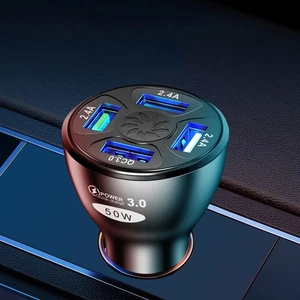 1x 4 Port USB Phone Charger Adapter QC3.0 Fast Charging Car Interior Accessories - Bild 1 von 9