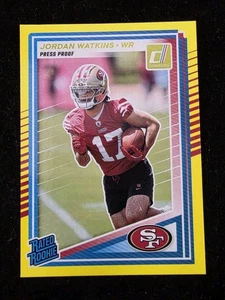 Fútbol americano Donruss Jordan Watkins 2025 amarillo clasificación inundación novato #356 49ers SP RC - Imagen 1 de 2