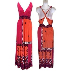 Cache Matte Jersey Halter Maxi Dress Summer SZ M 10 Psychedelic Floral Coastal - Picture 1 of 6